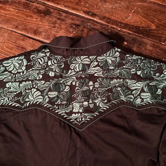 NWT Scully Men’s Large Embroidered Gunfighter Long Sleeve Pearl Snap Black Shirt - Picture 7 of 8